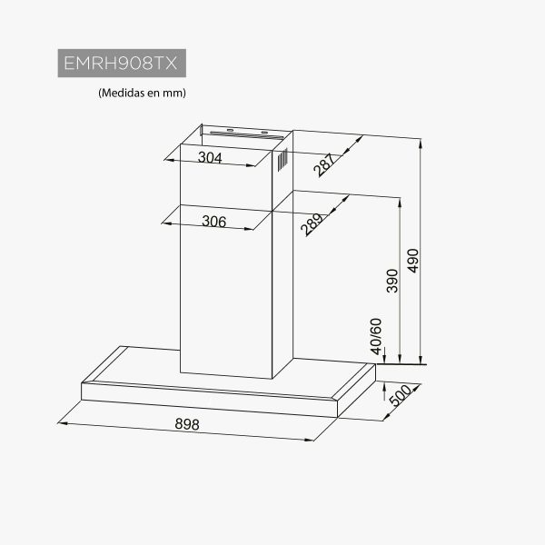 CAMPANA DECORATIVA NO TOUCH 90CM CRISTAL EMRH908TX EAS ELECTRIC - Imagen 2