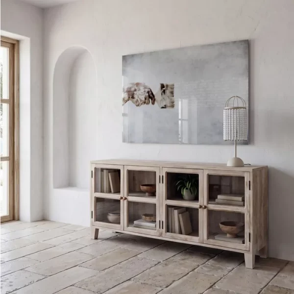 APARADOR BLANCO ROZADO MADERA DE MANGO 160 X 35 X 71 CM