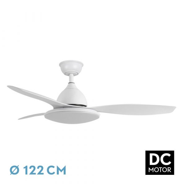 VENTILADOR DC BLANCO YAEL 72W 3000-4000-6000K 122D 7200LM 3 ASPAS, REMOTO+TEMPORIZADOR+MEMORIA