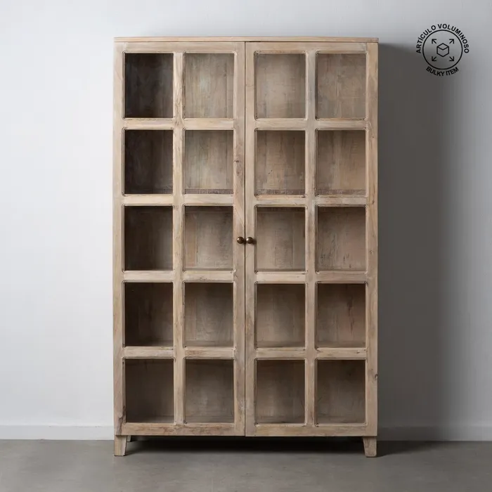 VITRINA BLANCO ROZADO MADERA DE MANGO 115 X 40 X 194 CM - Imagen 9
