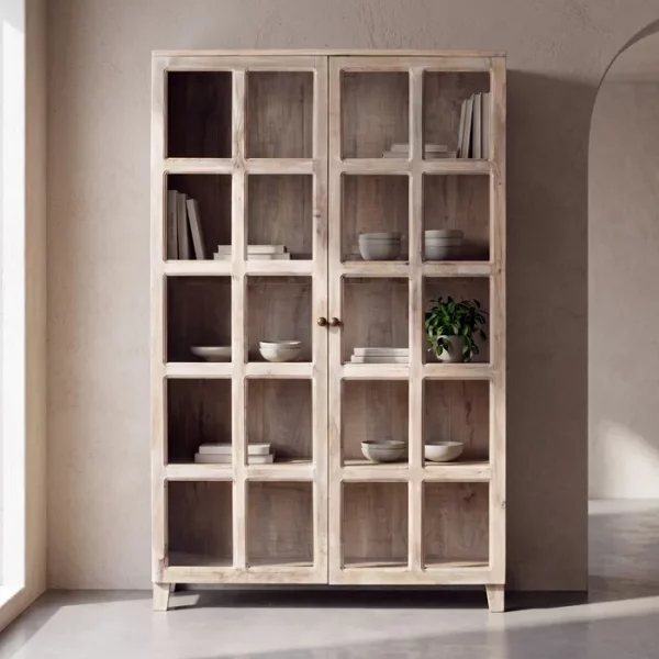 VITRINA BLANCO ROZADO MADERA DE MANGO 115 X 40 X 194 CM