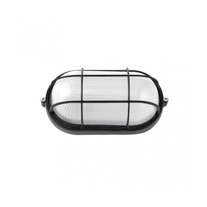APLIQUE EXT. OVAL ALUMINIO APUS PEQ. 1XE27 NEGRO 9X21X10,5 CM IP44
