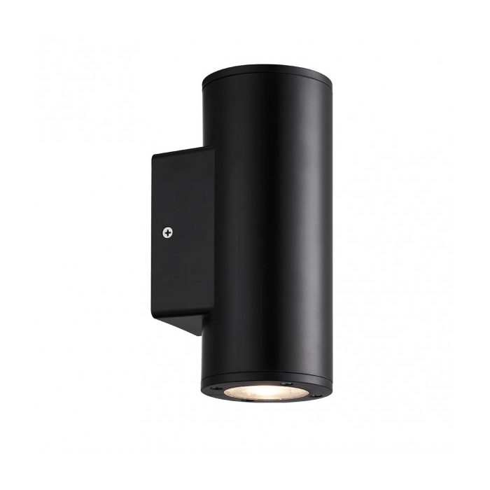 APLIQUE EXTERIOR YOPOL 2XGU10 NEGRO CILINDRO POLICARBONATO 18,6X7,6X9,9 CM IP54