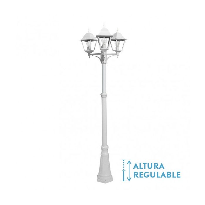 FAROLA EXTERIOR ALUMINIO SPICA 3XE27 BLANCO IP44 220X62X62 CM REGULABLE EN ALTURA