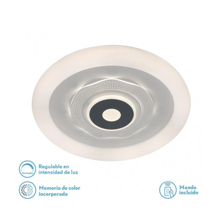 PLAFÓN 78W 3000K, 4000K, 6500K ANTHE BLANCO/GRIS 9X50X50CM 10530LM REGULABLE, MEMORIA Y C. REMOTO