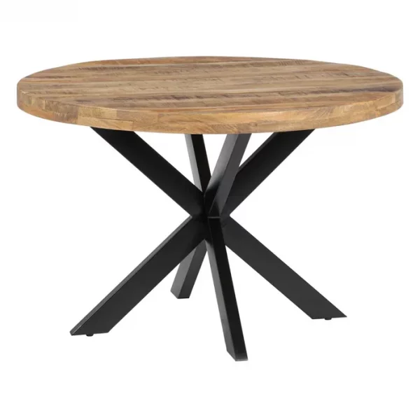 MESA COMEDOR NATURAL-NEGRO MADERA-HIERRO 120 X 120 X 79 CM - Imagen 3