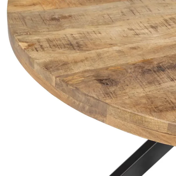 MESA COMEDOR NATURAL-NEGRO MADERA-HIERRO 120 X 120 X 79 CM - Imagen 4