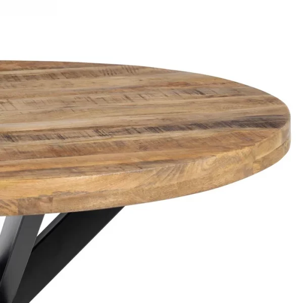 MESA COMEDOR NATURAL-NEGRO MADERA-HIERRO 120 X 120 X 79 CM - Imagen 5