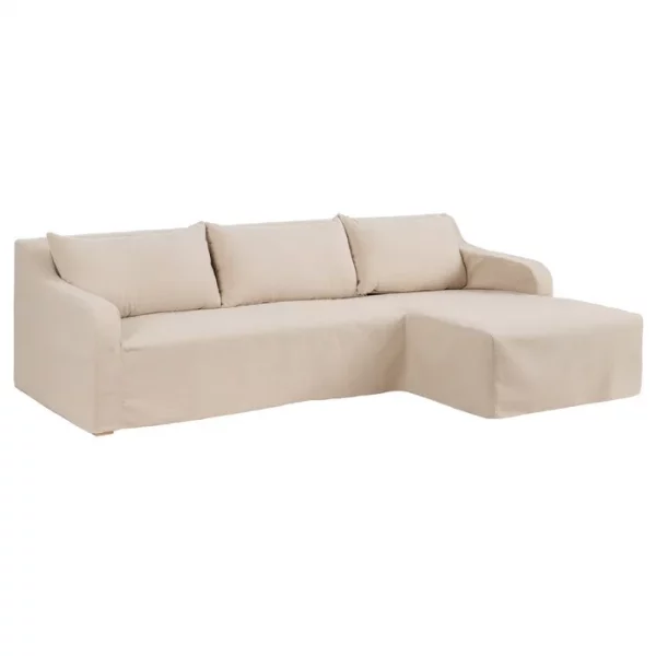 SOFÁ CHAISE LONGUE BEIGE TEJIDO SALÓN 249 X 160 X 73 CM - Imagen 3