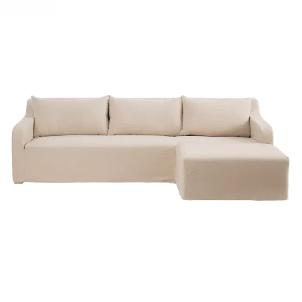 SOFÁ CHAISE LONGUE BEIGE TEJIDO SALÓN 249 X 160 X 73 CM - Imagen 4