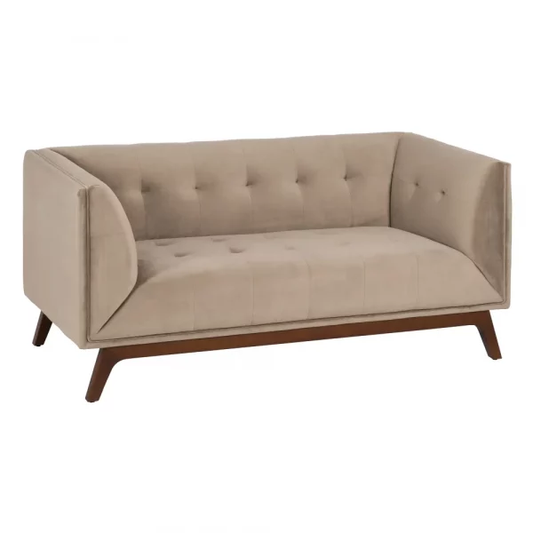 SOFÁ 2 PLAZAS TERCIOPELO BEIGE 156 X 81 X 72 CM - Imagen 3