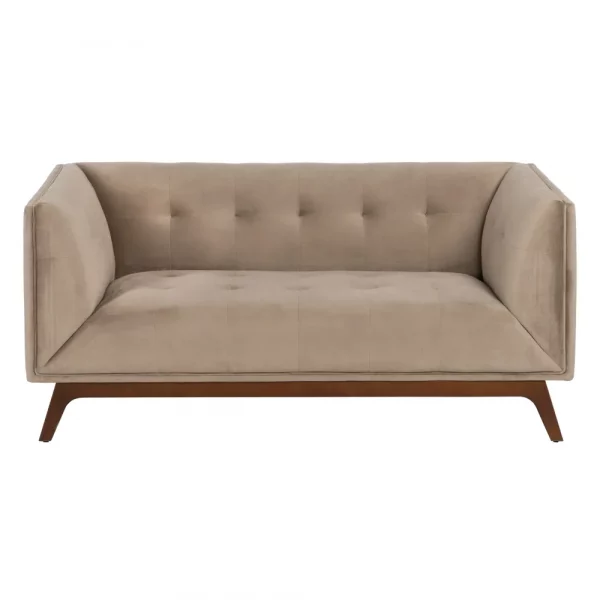 SOFÁ 2 PLAZAS TERCIOPELO BEIGE 156 X 81 X 72 CM - Imagen 4