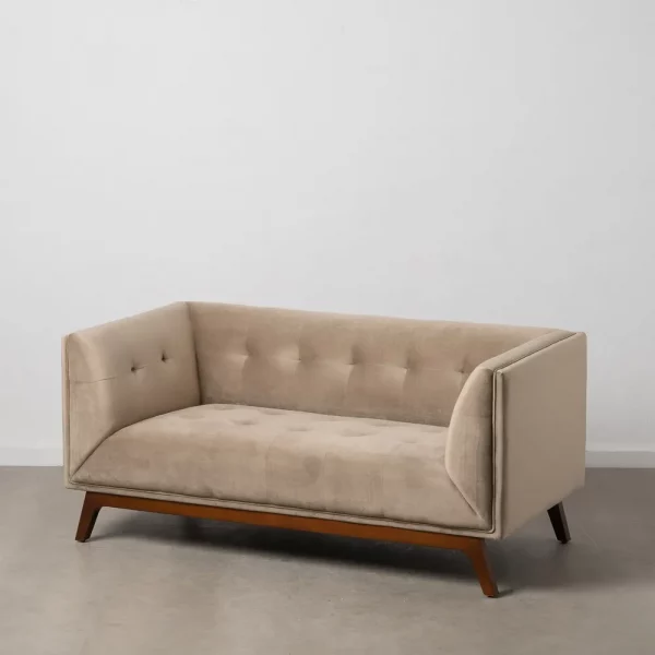 SOFÁ 2 PLAZAS TERCIOPELO BEIGE 156 X 81 X 72 CM - Imagen 2