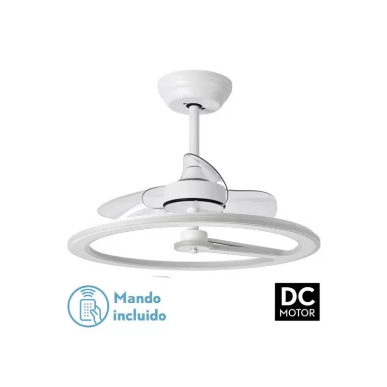 VENTILADOR 110W DC CHOM BLANCO 3ASP.TRANSP. 46/66X62X62CM 6 VEL. 3 COLORES C/REMOTO, MEMORIA Y TEMPORIZADOR 9350LM