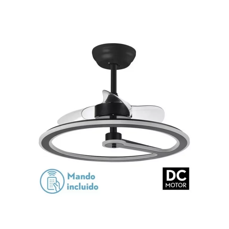 VENTILADOR 110W DC CHOM NEGRO 3 ASPAS TRANSP. 46/66X62X62CM 6VEL. 3 COLORES C/REMOTO, MEMORIA Y TEMPORIZADOR 9350LM