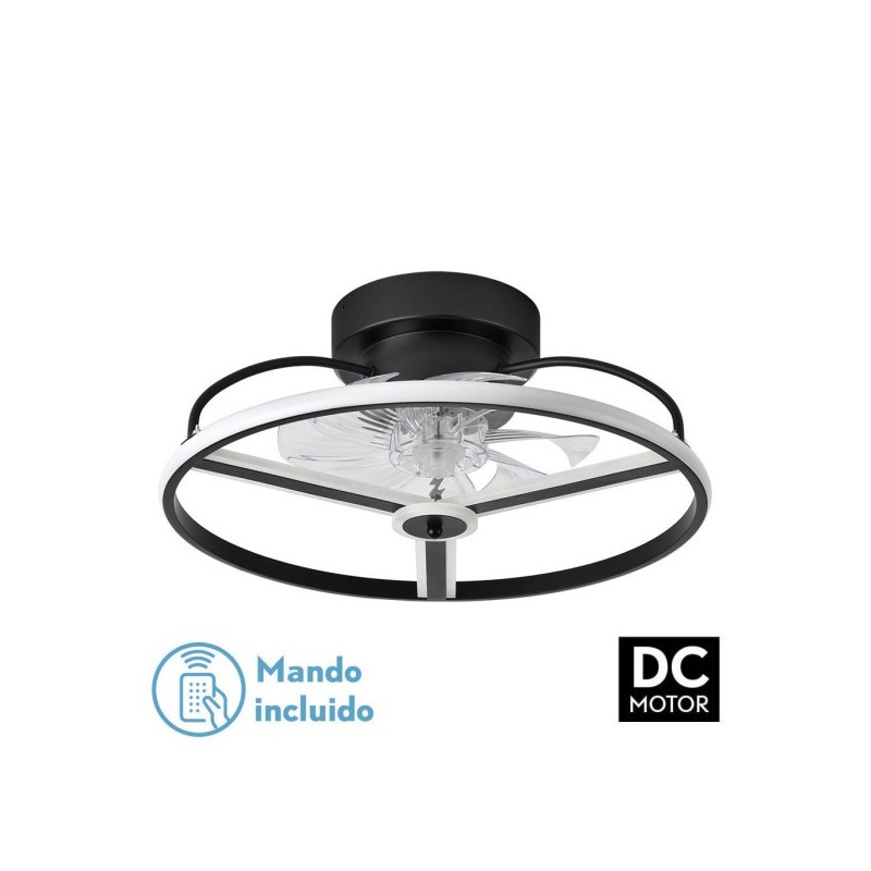 VENTILADOR 60W DC BORA NEGRO 8 ASPAS TRANSP. 18X50X50CM 6 VEL. 3 COLORES C/REMOTO, MEMORIA, TEMPORIZADOR Y REG.INTENSIDAD 5100LM