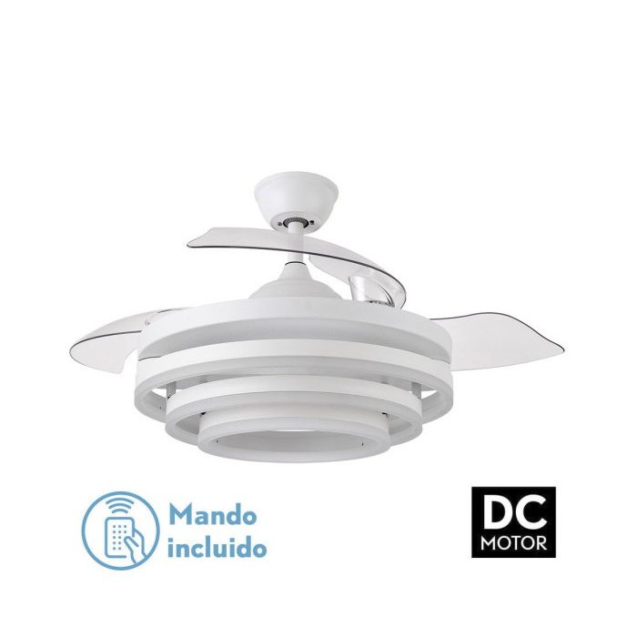 VENTILADOR 72W DC KAI BLANCO 3 ASPAS TRANSP. 6 VEL. 3 COLORES 43/58X50/107 C/REMOTO,MEMORIA Y TEMP. 6120LM