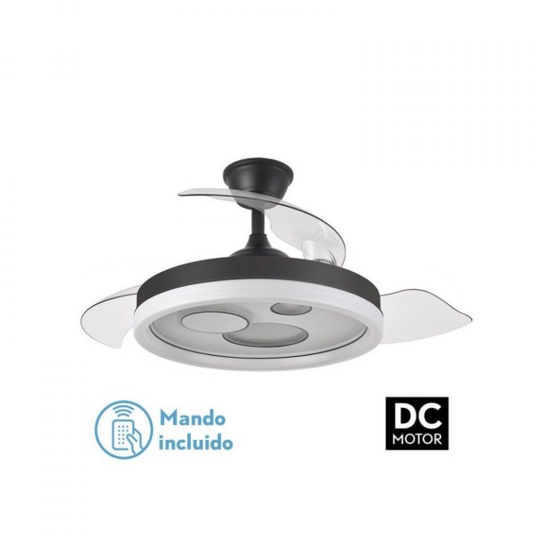 VENTILADOR DC TURIA 72W 6120LM NEGRO/BLANCO 3 ASP.DESP. 32/47X50/110D. 3 COLORES C/REMOTO+TEMPORIZADOR+MEMORIA