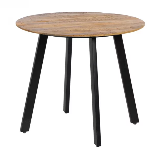 MESA COMEDOR NATURAL-NEGRO MADERA-HIERRO 90 X 90 X 77 CM - Imagen 3
