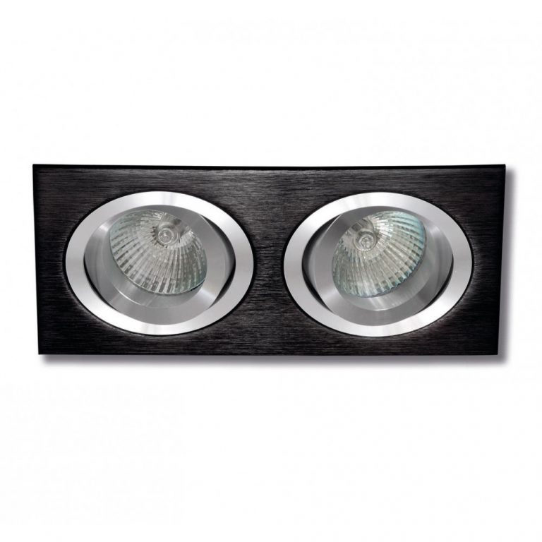 INCOLAMP EMPOTRABLE DE TECHO 2 LUCES ALUMINIO NEGRO