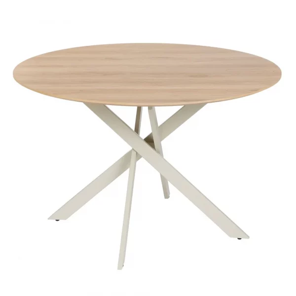 MESA COMEDOR NATURAL-CREMA DM-METAL 120 X 120 X 75 CM - Imagen 3