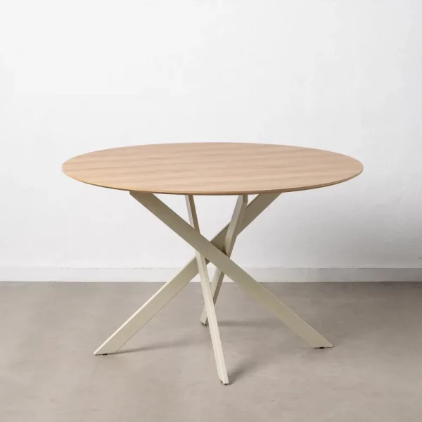 MESA COMEDOR NATURAL-CREMA DM-METAL 120 X 120 X 75 CM - Imagen 2