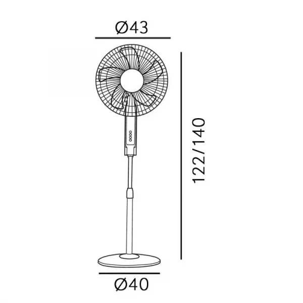 VENTILADOR DE PIE CACIMBO BL.3 VEL.45W.5 ASPAS 43 D. C/ REMOTO.TEMPORIZADOR 0,5H-7,5H - Imagen 2