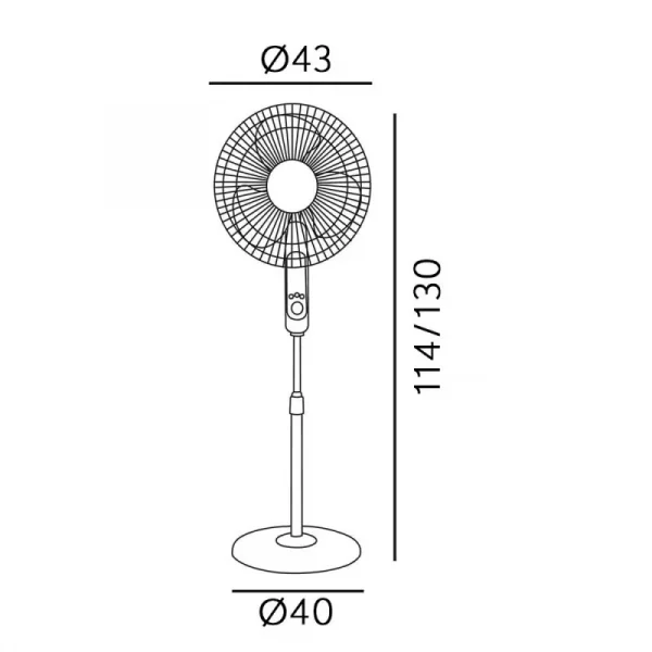 VENTILADOR DE PIE CALMA BL.3 VEL.45W.3 ASPAS 43 D C/ REMOTO.TEMPORIZADOR 0,5H-7,5H - Imagen 2
