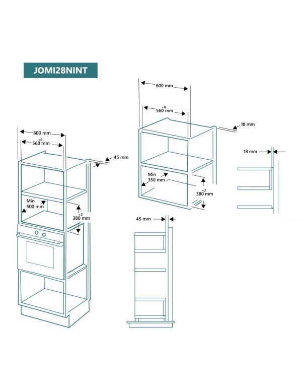 MICROONDAS INTEGRABLE 28L GRILL CRISTAL JOMI28NINT JOHNSON - Imagen 2