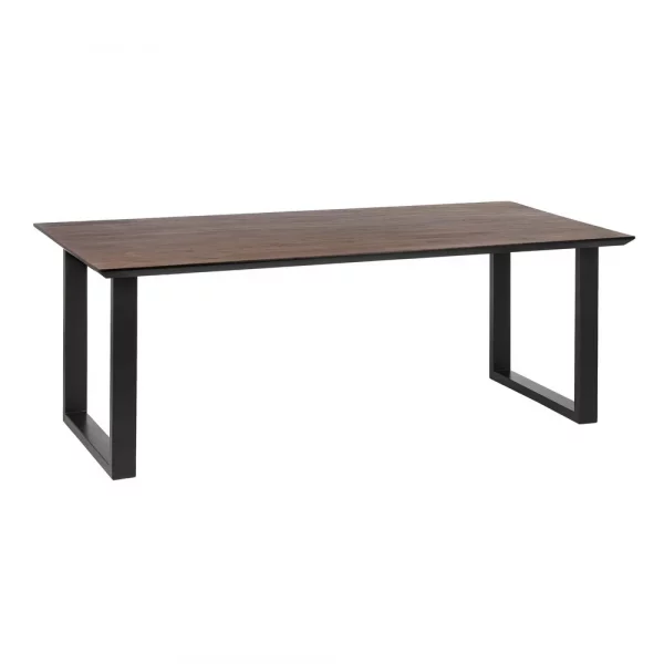 MESA COMEDOR NEGRO-MARRÓN MADERA-HIERRO 200 X 100 X 76 CM - Imagen 3