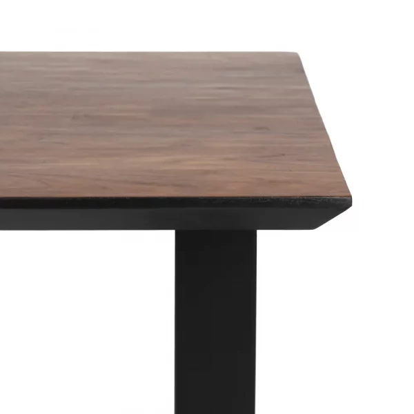 MESA COMEDOR NEGRO-MARRÓN MADERA-HIERRO 200 X 100 X 76 CM - Imagen 4