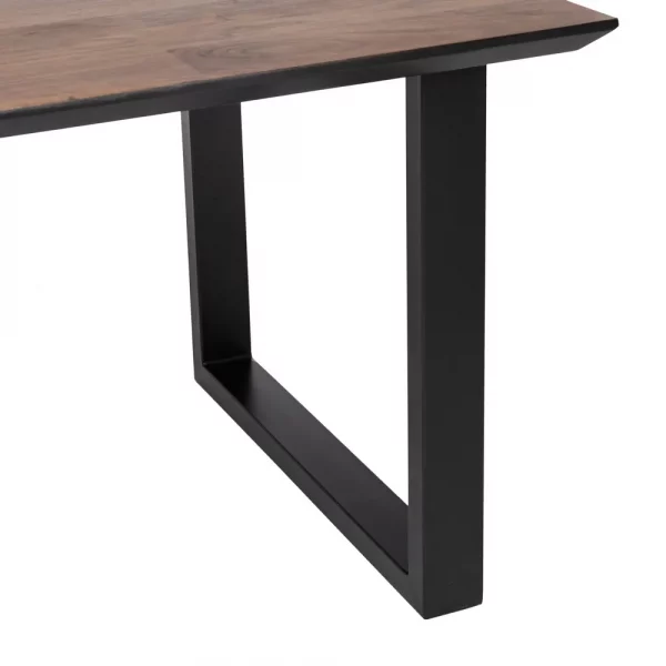 MESA COMEDOR NEGRO-MARRÓN MADERA-HIERRO 200 X 100 X 76 CM - Imagen 5