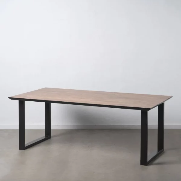 MESA COMEDOR NEGRO-MARRÓN MADERA-HIERRO 200 X 100 X 76 CM - Imagen 2