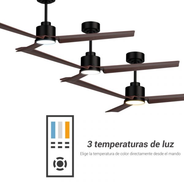 SULION ANNE VENTILADOR LED NEGRO MADERA OSCURA - Imagen 6