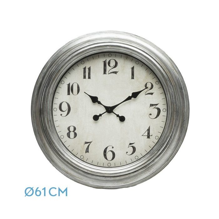 RELOJ DE PARED INIKO PLATA 61D AGUJAS RETRO GRAN TAMAÑO