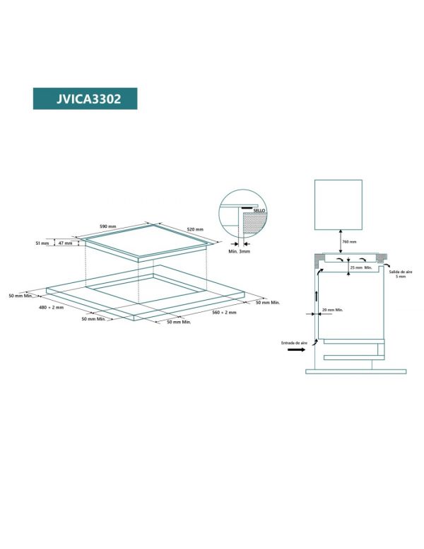 VITROCERÁMICA 3F 60CM JVICA3302 JOHNSON - Imagen 2