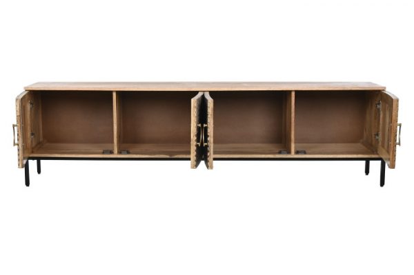 MUEBLE TV MADERA MANGO 180X40X50 TALLADO NEGRO - Imagen 4
