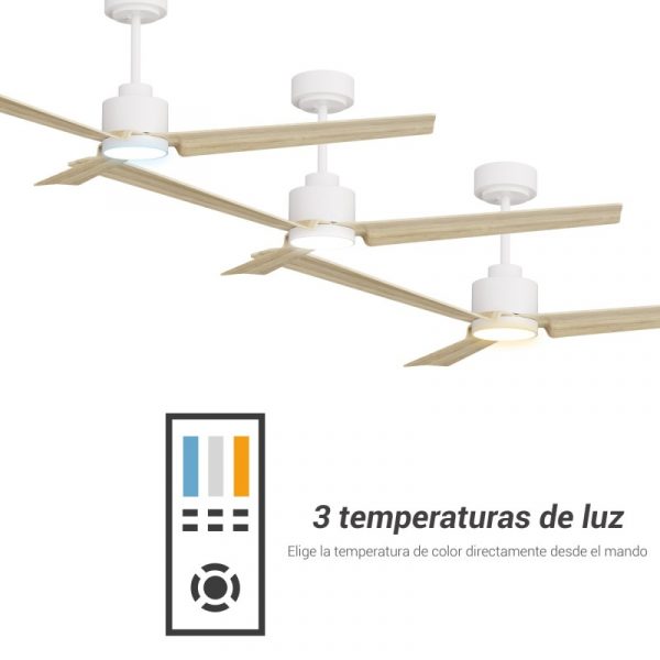SULION ANNE VENTILADOR LED BLANCO MADERA CLARA - Imagen 7