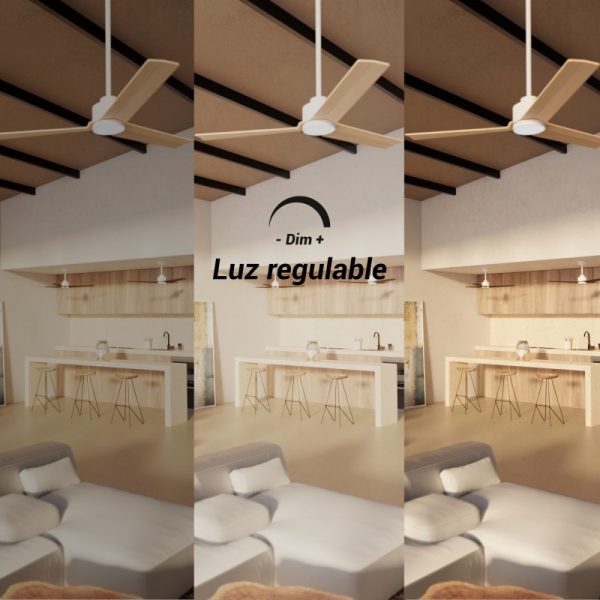 SULION ANNE VENTILADOR LED BLANCO MADERA CLARA - Imagen 8