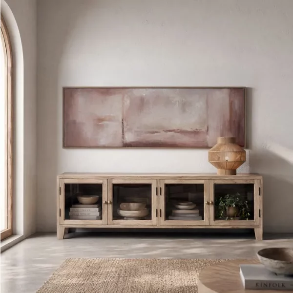 MUEBLE TV BLANCO ROZADO MADERA DE MANGO 160 X 35,50 X 52,50
