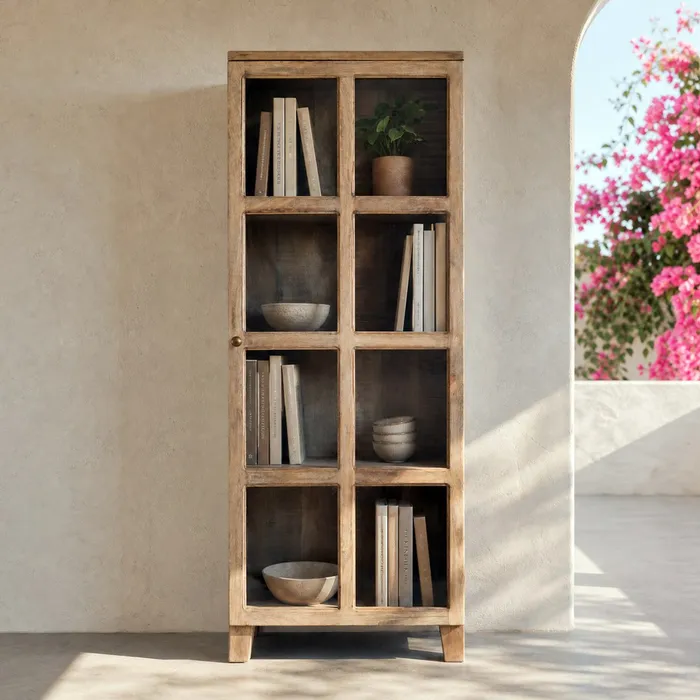 VITRINA BLANCO ROZADO MADERA DE MANGO 60 X 35,50 X 157,50 CM