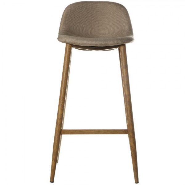 TABURETE TELA CREMA C/PATAS METAL ACABADO MADERA 44,5x48x91,5cm - Imagen 2