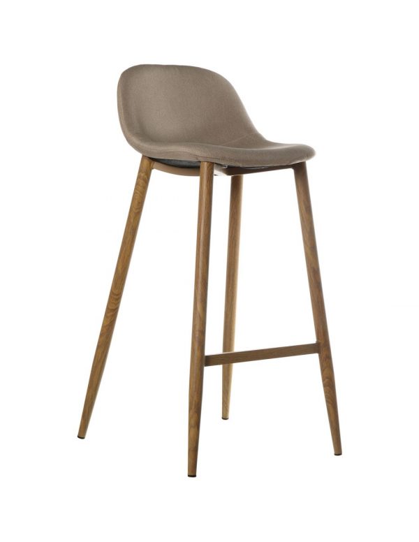 TABURETE TELA CREMA C/PATAS METAL ACABADO MADERA 44,5x48x91,5cm