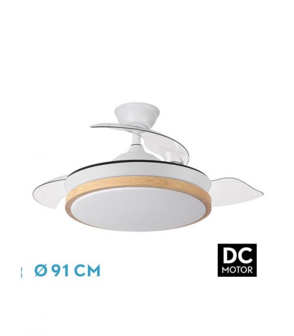 VENTILADOR DC EVROS BLANC/HAY 72W 6120LM 91D 3ASPAS DESPLEGABLES 3000-4000-6000K REMOTO, TEMPORIZADOR, MEMORIA