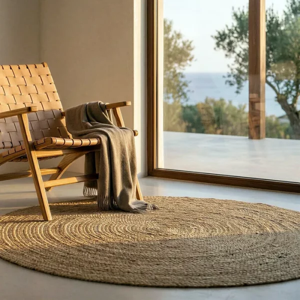 ALFOMBRA NATURAL YUTE DECORACIÓN 180 X 180 X 1 CM