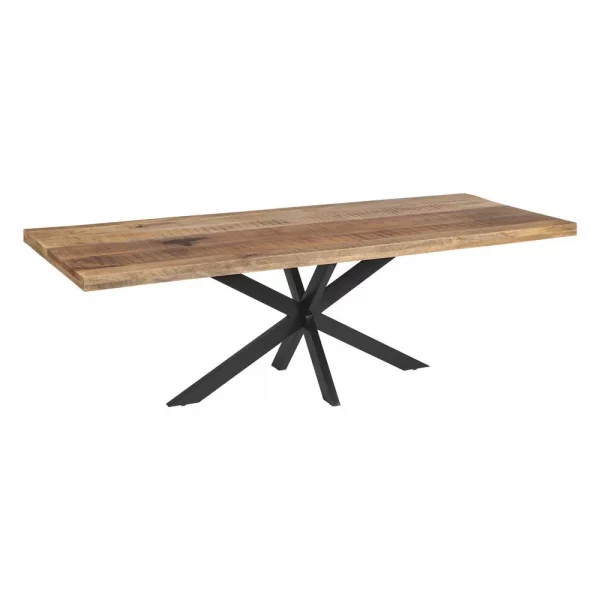 MESA COMEDOR NATURAL-NEGRO MADERA-HIERRO 240 X 100 X 79 CM - Imagen 3