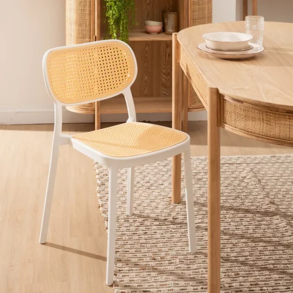 SILLA BEIGE-BLANCO POLIPROPILENO SALÓN 53,80 X 47,50 X 78 CM