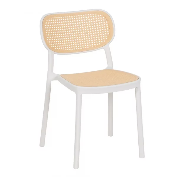 SILLA BEIGE-BLANCO POLIPROPILENO SALÓN 53,80 X 47,50 X 78 CM - Imagen 3