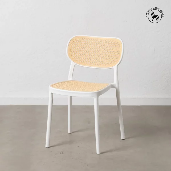 SILLA BEIGE-BLANCO POLIPROPILENO SALÓN 53,80 X 47,50 X 78 CM - Imagen 2