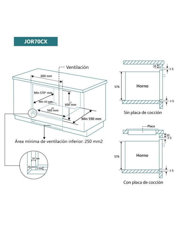HORNO JOHNSON 4 FUNCIONES HIDROLITICO INOX JOR70CX - Imagen 2